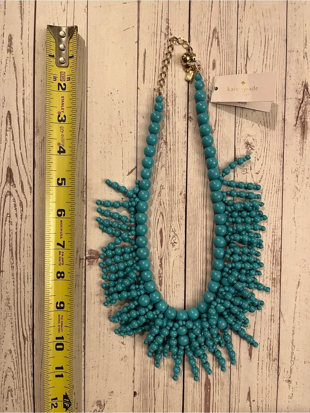 kate spade Boho Festival Turquoise Beaded Fringe Statement Necklace